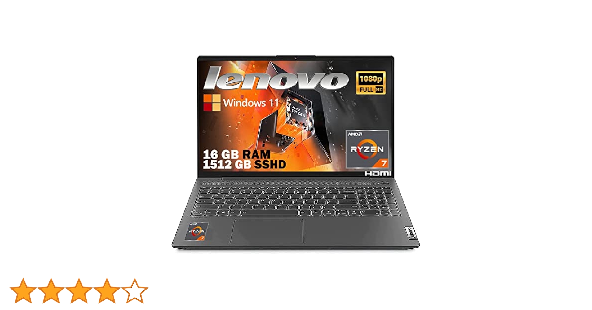 Lenovo Ordinateur portable Cpu Ryzen 7 5700U 8, RAM 16 Go